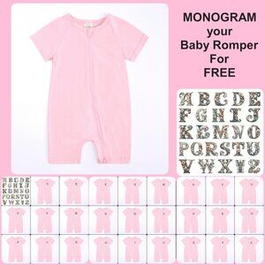 MONOGRAM-BABY ROMPER-Sleeper *NWT* Short Sleeve Short Double Zipper Cotton Pink